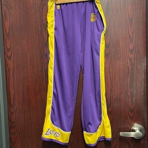 Kids Los Angeles Lakers Hardwood Classics sweatpants jersey material.